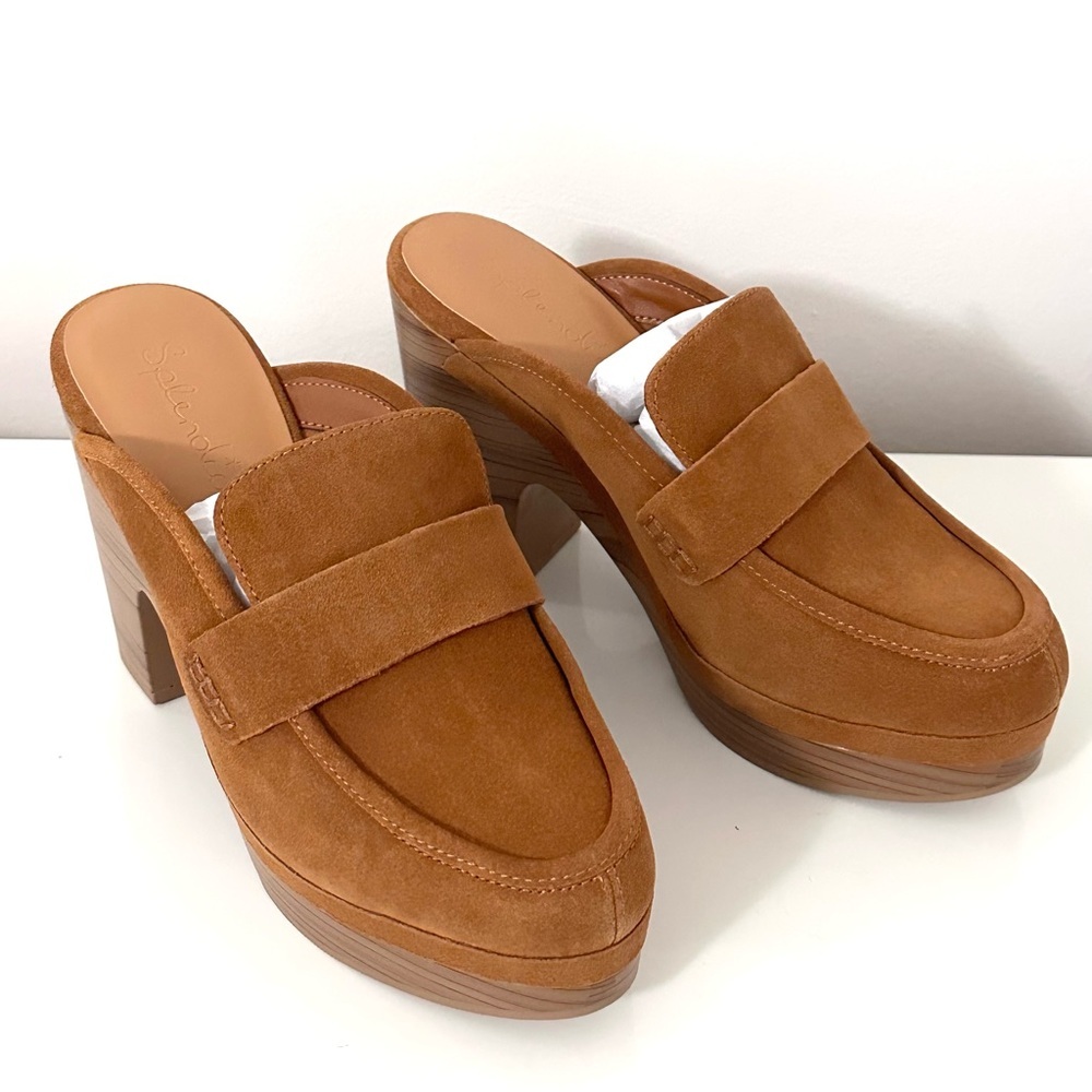 Splendid Vina Brown Suede Heeled Platform Clog 6.5